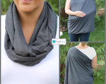 Charcoal Gray Solid Hold Me Close Nursing Scarf, Nursing Cover, Infinity Nursing Scarf, Nursing Poncho