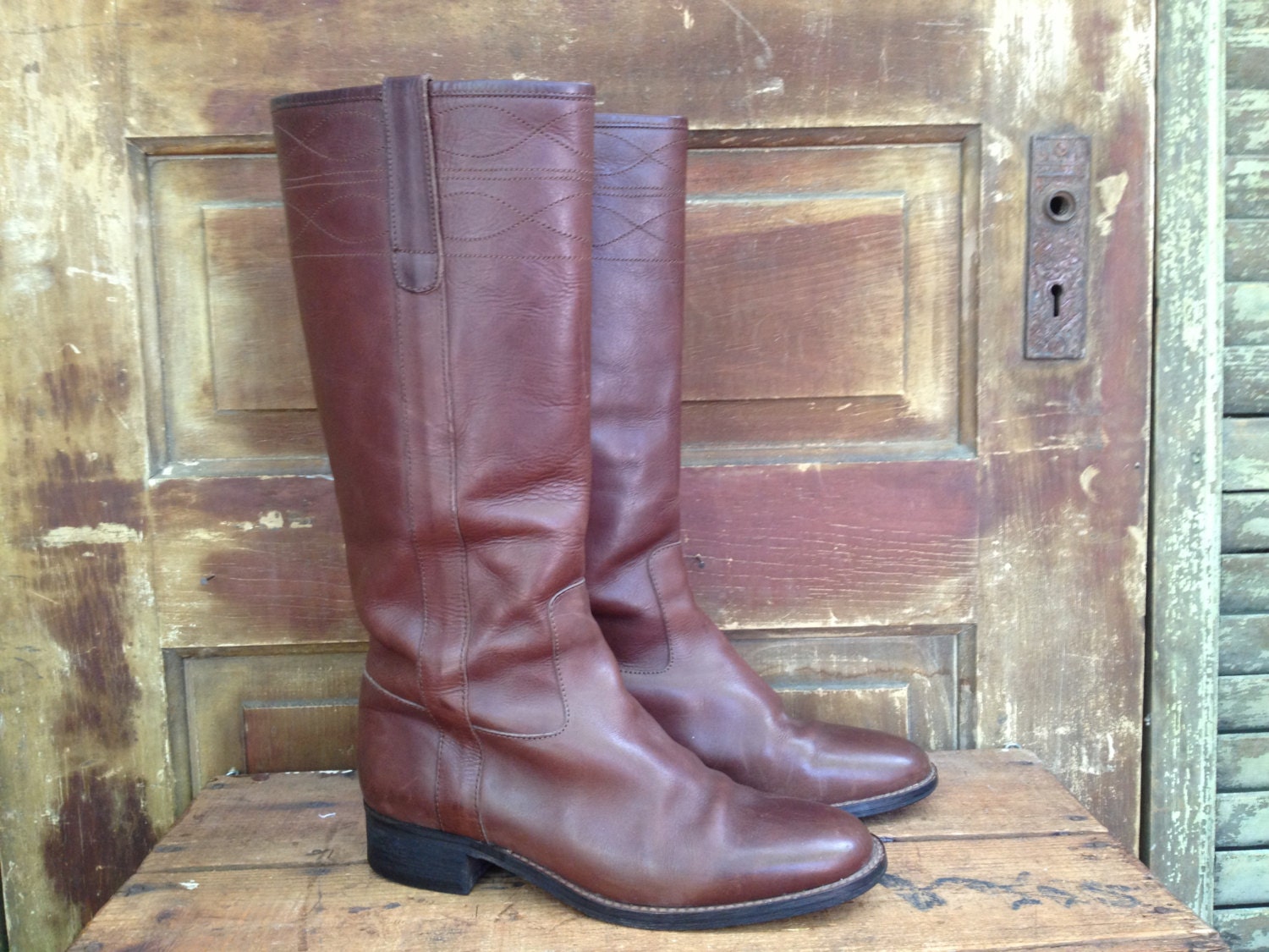 Brown Leather Riding Boots Made in Italy Tall Riding Boots