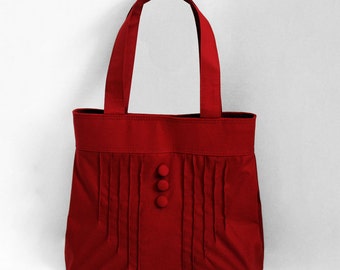Pintuck Purse with Buttons in Burgundy