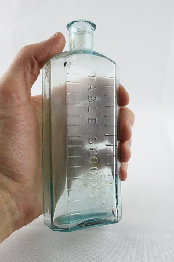 Vintage Glass Clear Tablespoons Bottle England United Kingdom