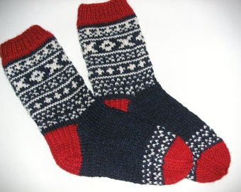 Hand Knitted Wool Socks - Colorful Wool Socks for Men -Mens Socks -Size Medium US 9,5-10,EU43/US11-EU44