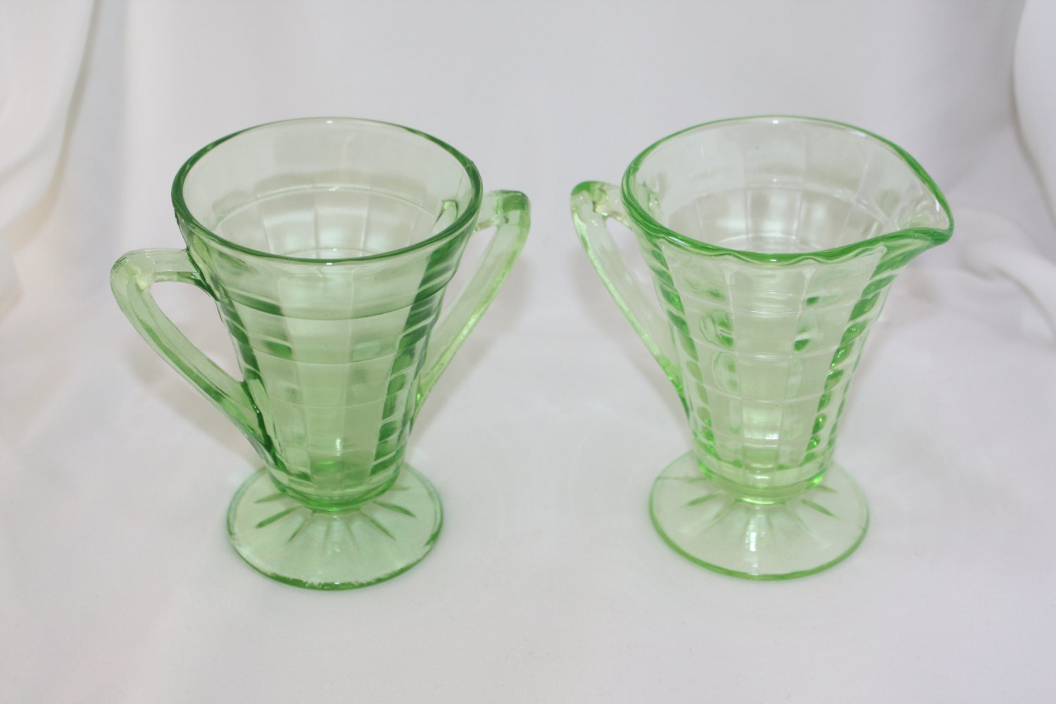 Vaseline Depression Glass Sugar Creamer 1920s by patwatty on Etsy