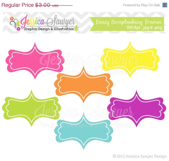 50% OFF - INSTANT DOWNLOAD, fancy scrapbook frames - digital frames - printable labels - card making - journaling - digital clip art tags Il_570xn