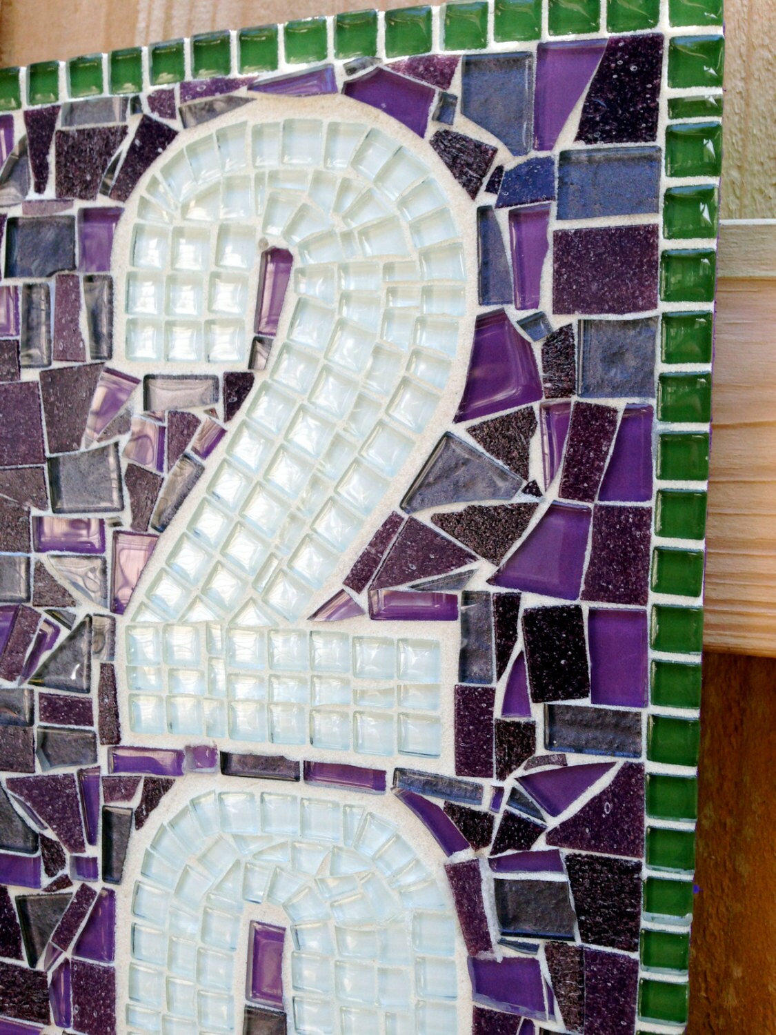Purple Mosaic Address Sign Outdoor House Numbers