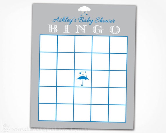Rain Baby Shower Bingo - PRINTABLE File Bingo Card - Boy Baby Shower Game - Rain Shower Collection Il_570xn