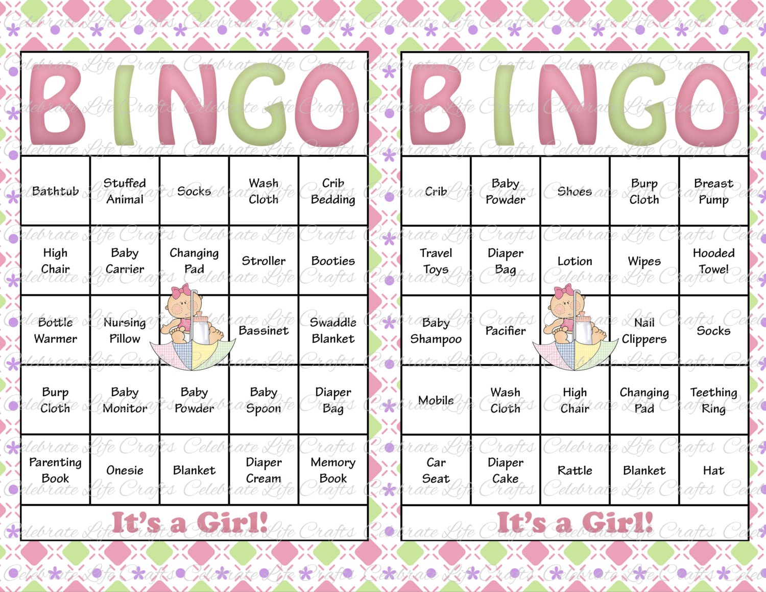 30 Baby Shower Bingo Cards Printable Party by CelebrateLifeCrafts