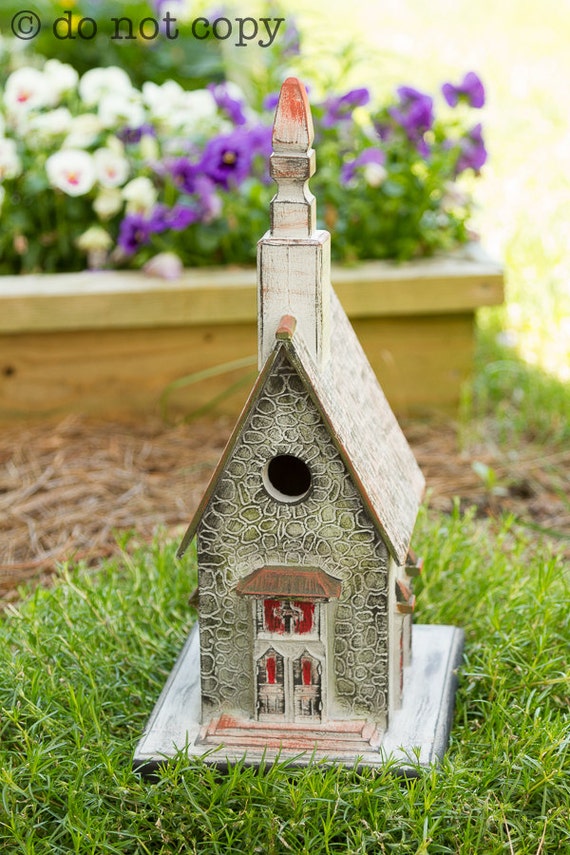 Items similar to BIRDHOUSE BIRDFEEDER Church Inspired Birdhouse Bird ...