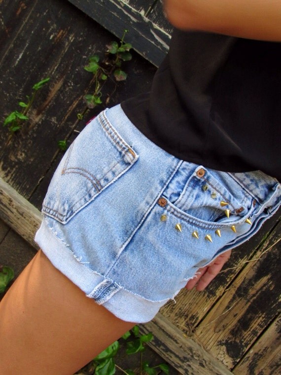 Items similar to Levi denim shorts w/ studs on Etsy