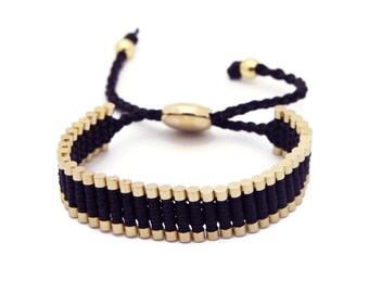 Link Friendship Bracelet - Black with Gold Links (One Direction)