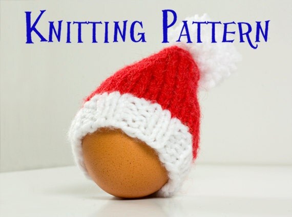 PDF Knitting Pattern Santa Hat Egg Cozy DIY Knit Egg Cosy