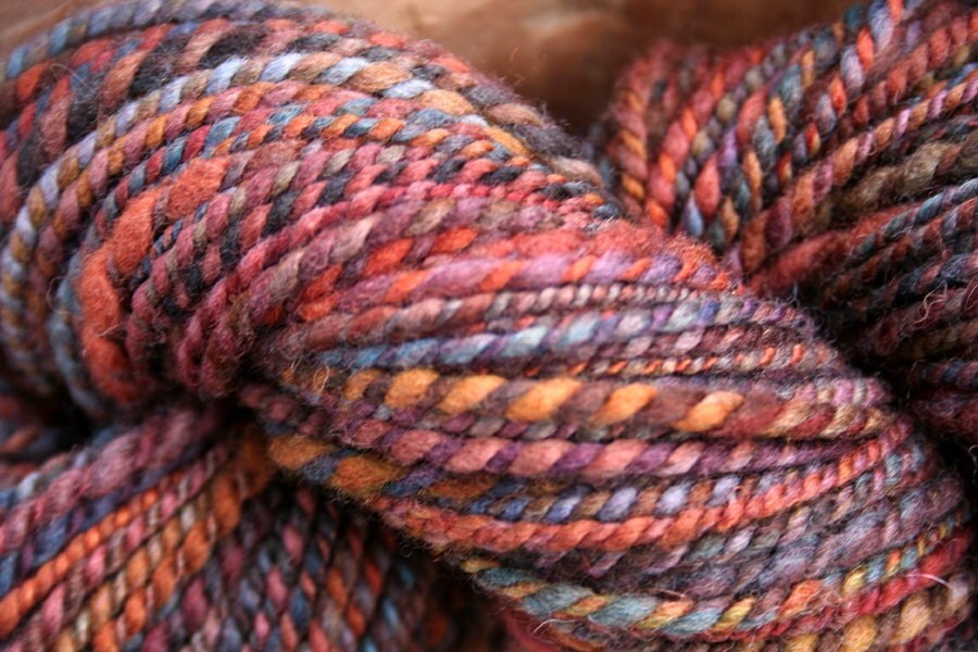 Sweet Plum Yarn Hand Dyed Hand Spun Soft Merino Wool Fiber