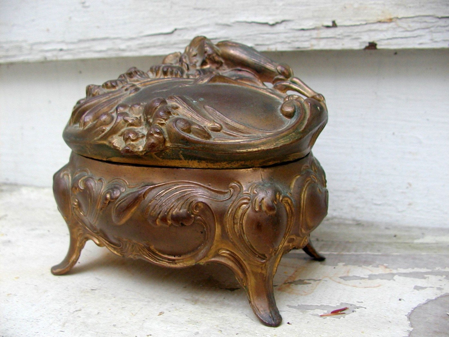 Vintage Victorian Trinket Jewelry Box Ornate