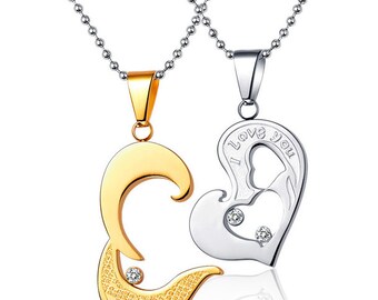 necklaces couples heart necklace engraved half custom name ples cou