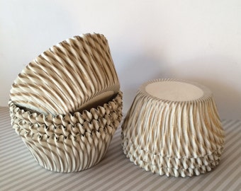 Gold cupcake liners Gold Stripe baking cups muffin cups standard size grease proof cupcake - 50 count