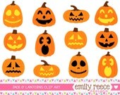 50% OFF - Jack O Lanterns Pumpkins Halloween Carved Cute Clip Art - Commercial Use - Scrapbooking Invitations Cards - Instant Download Il_170x135