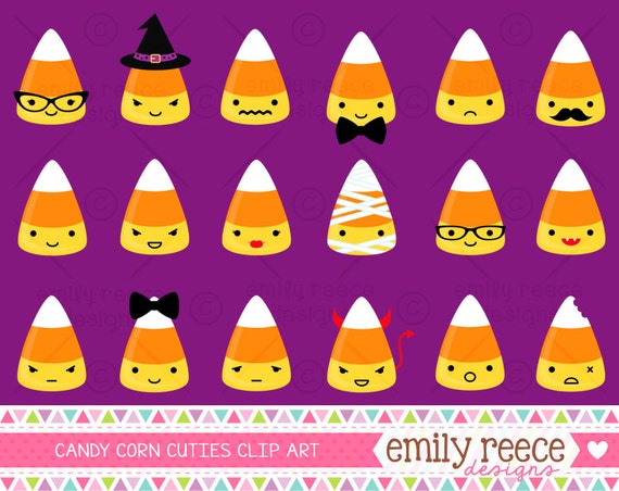 50% OFF - Candy Corn Vampire Witch Zombie Devil Cute Clip Art - Commercial Use - Scrapbooking Invitations Cards - Instant Download Il_570xn