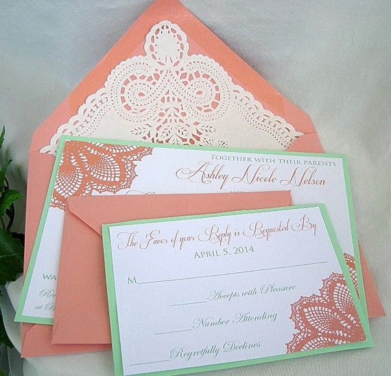 Coral And Mint Invitations 1