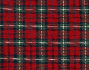 60-inch Wide Red, Green, Black and White Plaid Yarn Dyed Flannel from ...