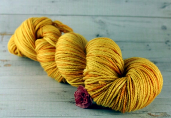 Sunflower Hand Dyed Yarn DK cashmere yarn by ramblingroseyarns