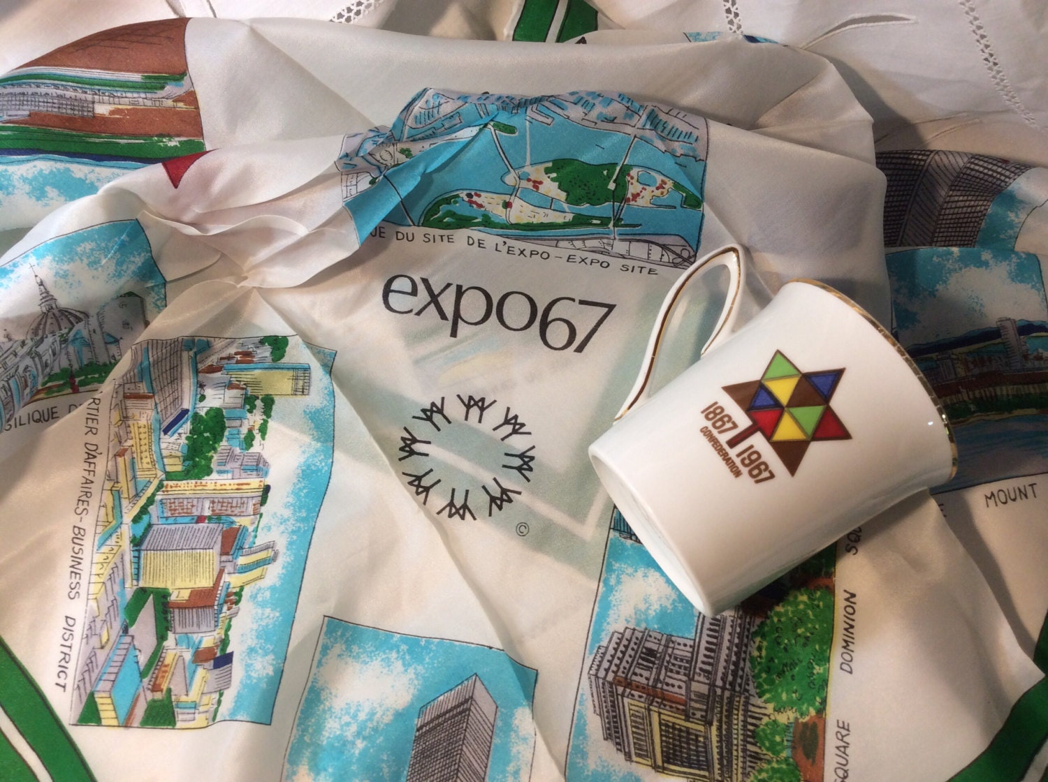 Vintage Montreal Expo 67 Souvenir Scarf and Canadian