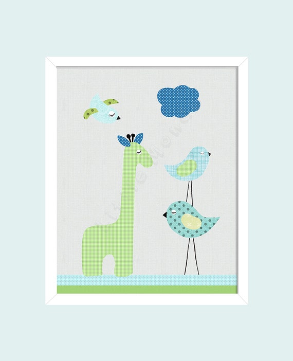 Baby Boy Nursery Prints Nursery Art Giraffe Nursery by LittleMonde