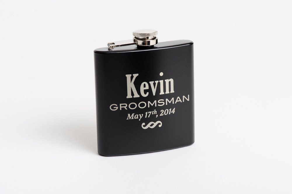 Set of 8 Engraved Flask Set Personalized Groomsmen Gift