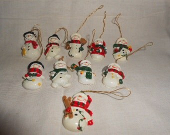 Items similar to Personalized Clay Snowmen Christmas Ornaments ALL 5 on ...