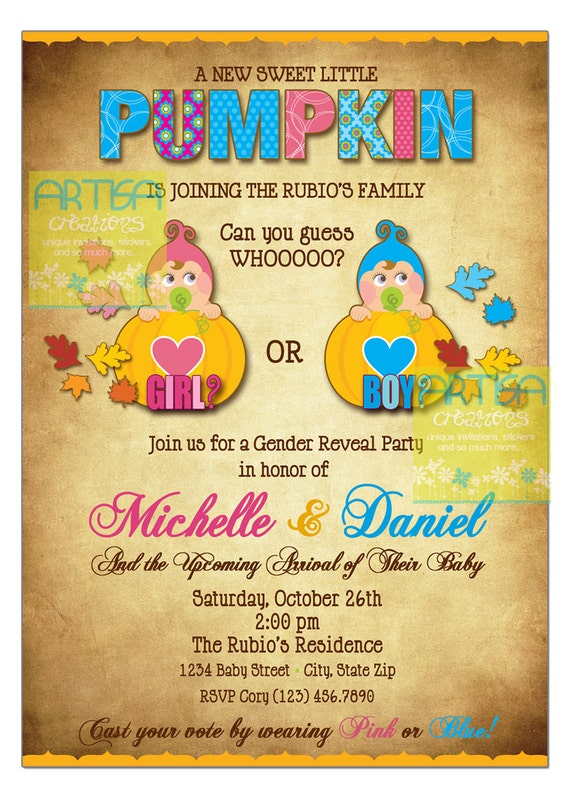 Pumpkin Gender Reveal Invitations 10