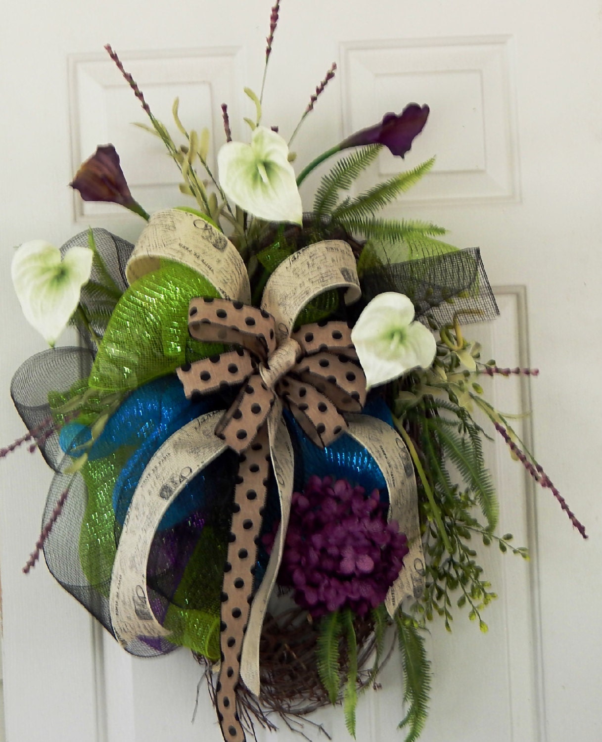 Calla Lily Wreath Deco Mesh Wreath Easter Wreath Hydrangea