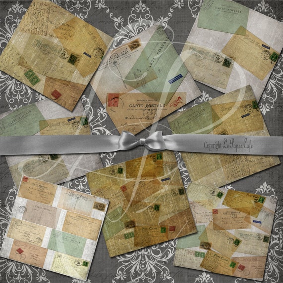 Vintage Postcard Digital Paper Digital Scrapbook by LePaperCafe