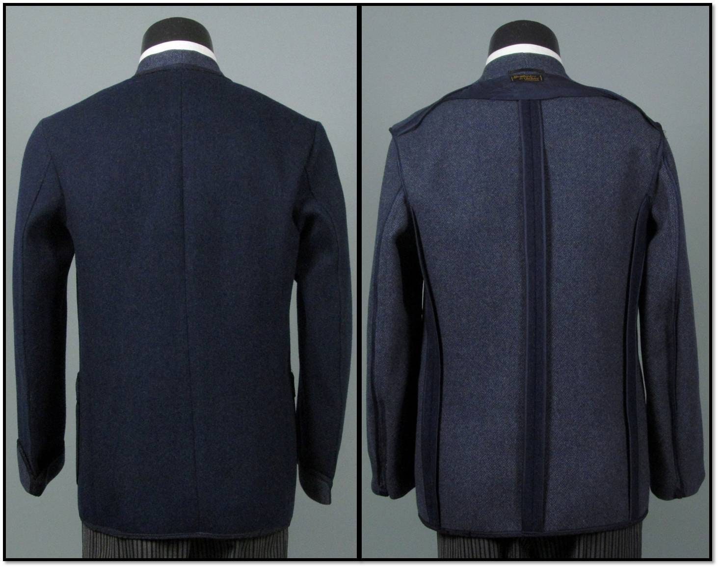 Vintage 1920s Mens Smoking Jacket Blue Wool Strawbridge