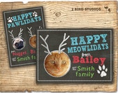 holiday photo card - cat Christmas card - pet holiday card for family Christmas greetings Il_170x135