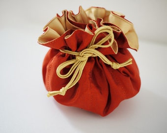 Copper color jewelry bag / Traveling jewelry bag /Drawstring Pouch