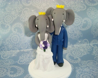 Personalized Handmade Elephant Wedding Cake Topper