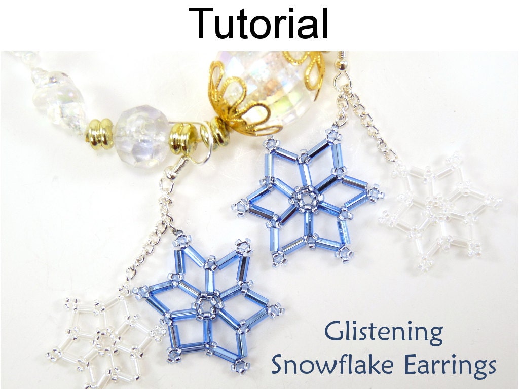 Download Beading Tutorial Pattern Earrings Winter Holiday Snowflake