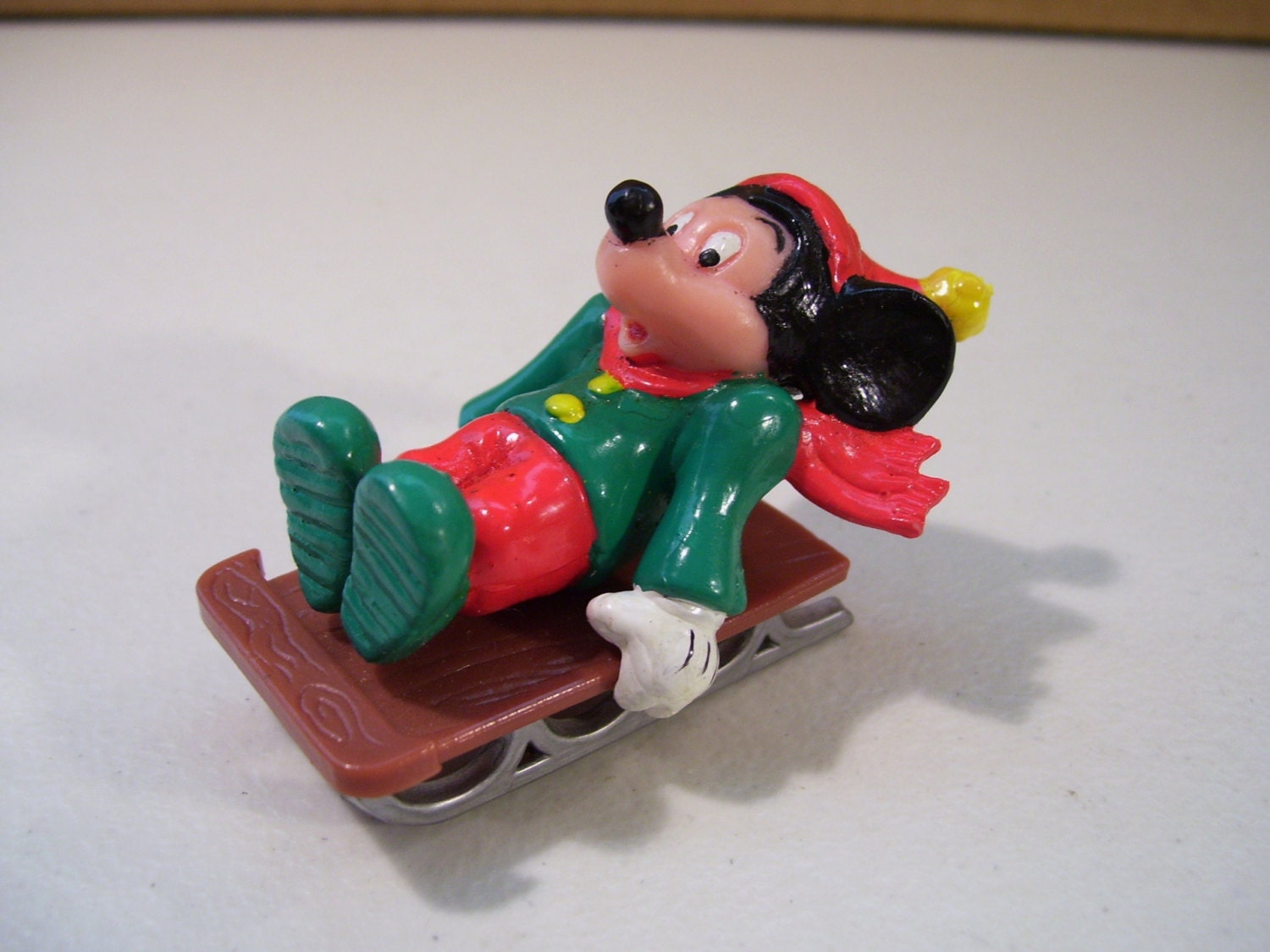 Vintage Walt Disney Mickey Mouse Winter Sled Pvc Figure