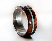 Mens silver and turquoise wedding rings