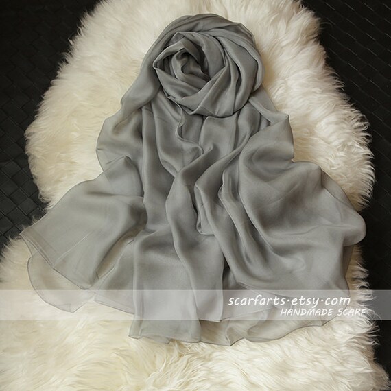 Light Grey Scarf Light Gray Silk Scarves Fashion Men by scarfarts