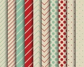 60% OFF SALE Digital Papers Red Green Stripes Christmas Scrapbook Papers Merry Christmas Backgrounds Kraft Paper Il_170x135