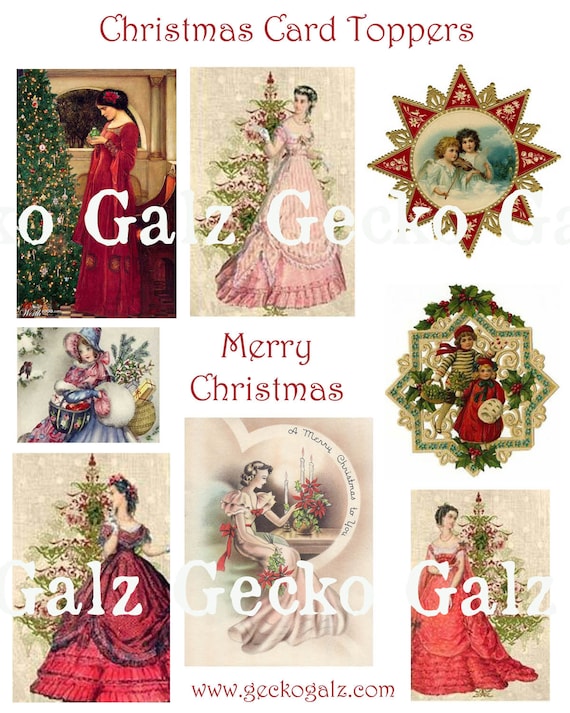 CHRISTMAS CARD TOPPERS digital collage sheet