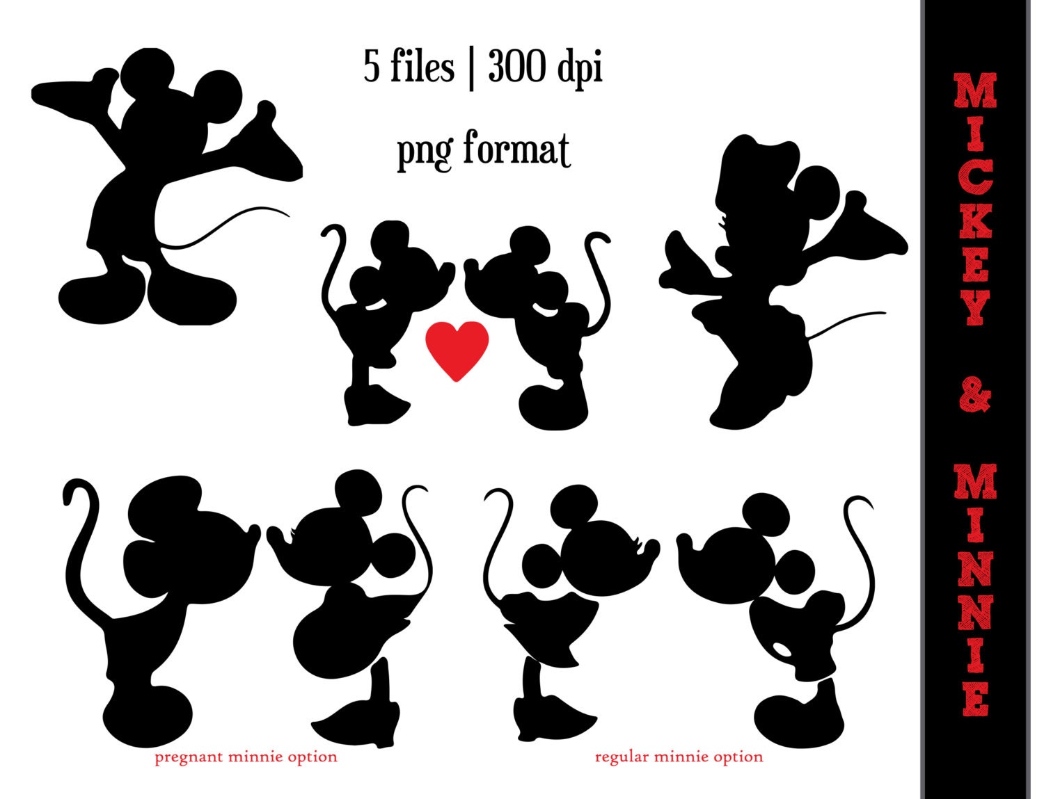 Download Mickey Mouse and Minnie Mouse Silhouettes // Minnie Mouse