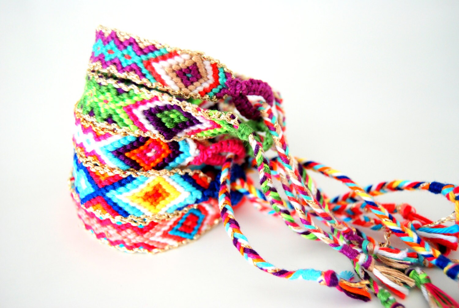 Friendship Bracelet. Aztec. Light Blue & Blue. Mexico