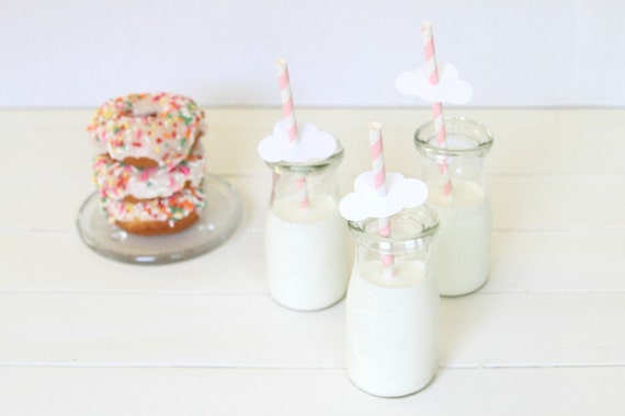 12 White Cloud Embellishments, Baby Shower Party, Cloud Straw, Rainy Day Theme, Baby Shower Theme, Rainy Day, up up and away theme Il_570xn