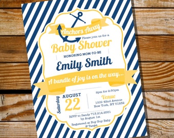 Nautical Baby Shower Invitation - Unisex Baby Shower - Instantly Downloadable and Editable File - Personalize at home with Adobe Reader