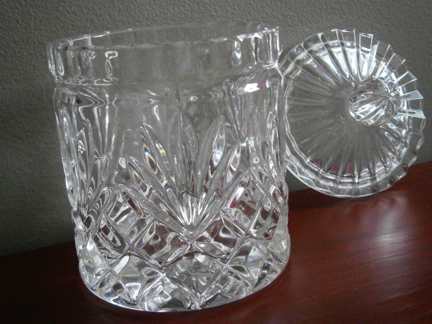 vintage Cut Crystal Biscuit Jar with Lid