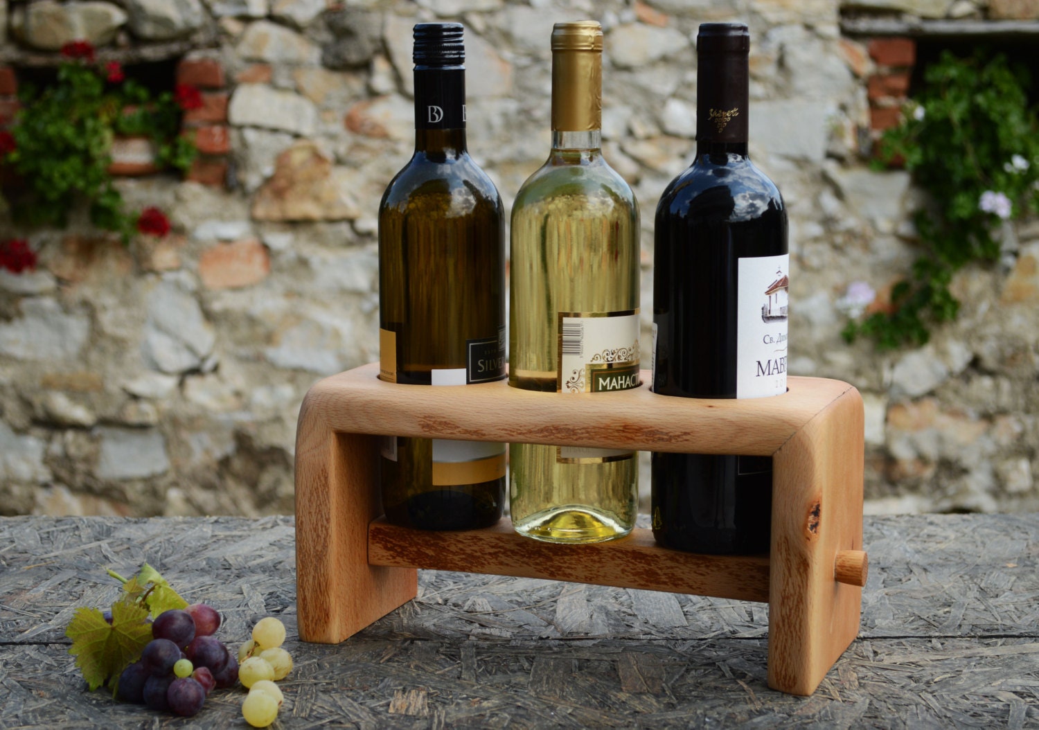 Rustic Wine Rack Solid wood Wine Stand Wooden Winery Recycled