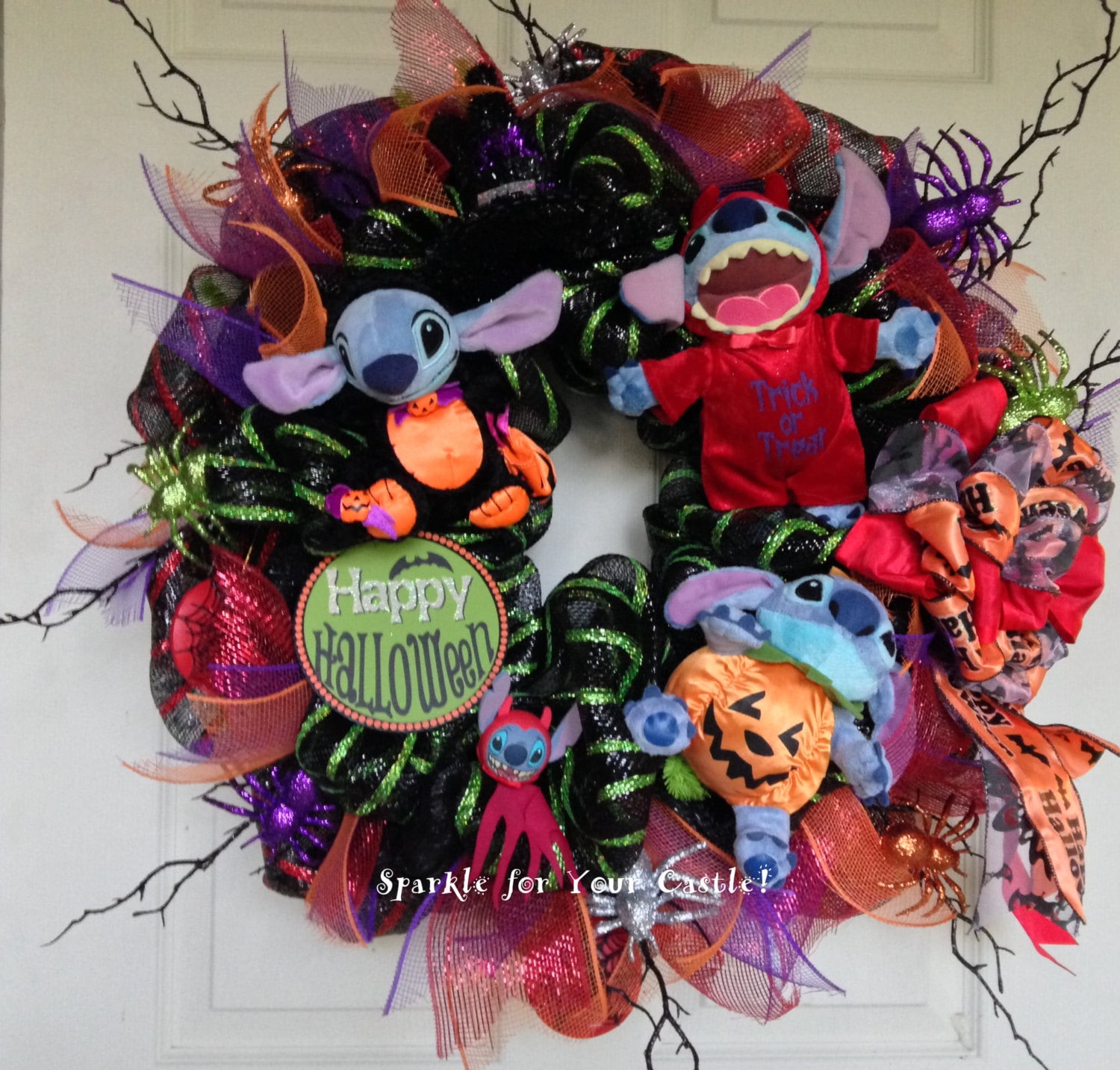 Disney Halloween Stitch Wreath Halloween Deco Mesh Wreath