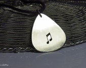 Custom guitar pick necklace - note -large - "Classy-Pick" brand - gift for boyfriend, son, dad
