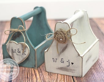 Rustic Wedding Flower Girl Basket Antique Vintage Coutry Shabby Chic Wedding Flower Girl Gift