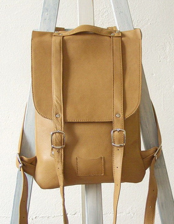 Beige leather backpack rucksack / To order / Leather by kokosina